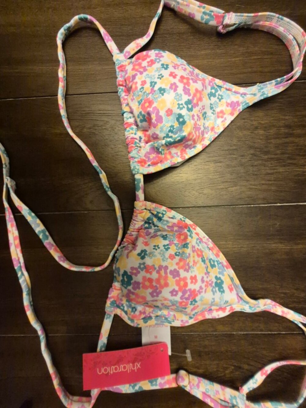 Xhilaration Floral Triangle Bikini Top Womens M NWT